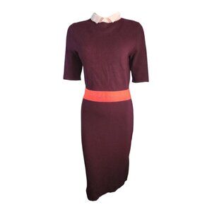 Hobbs London Dress Womens Size US 6 UK 10 Purple Orange Collared Stretch Modest‎